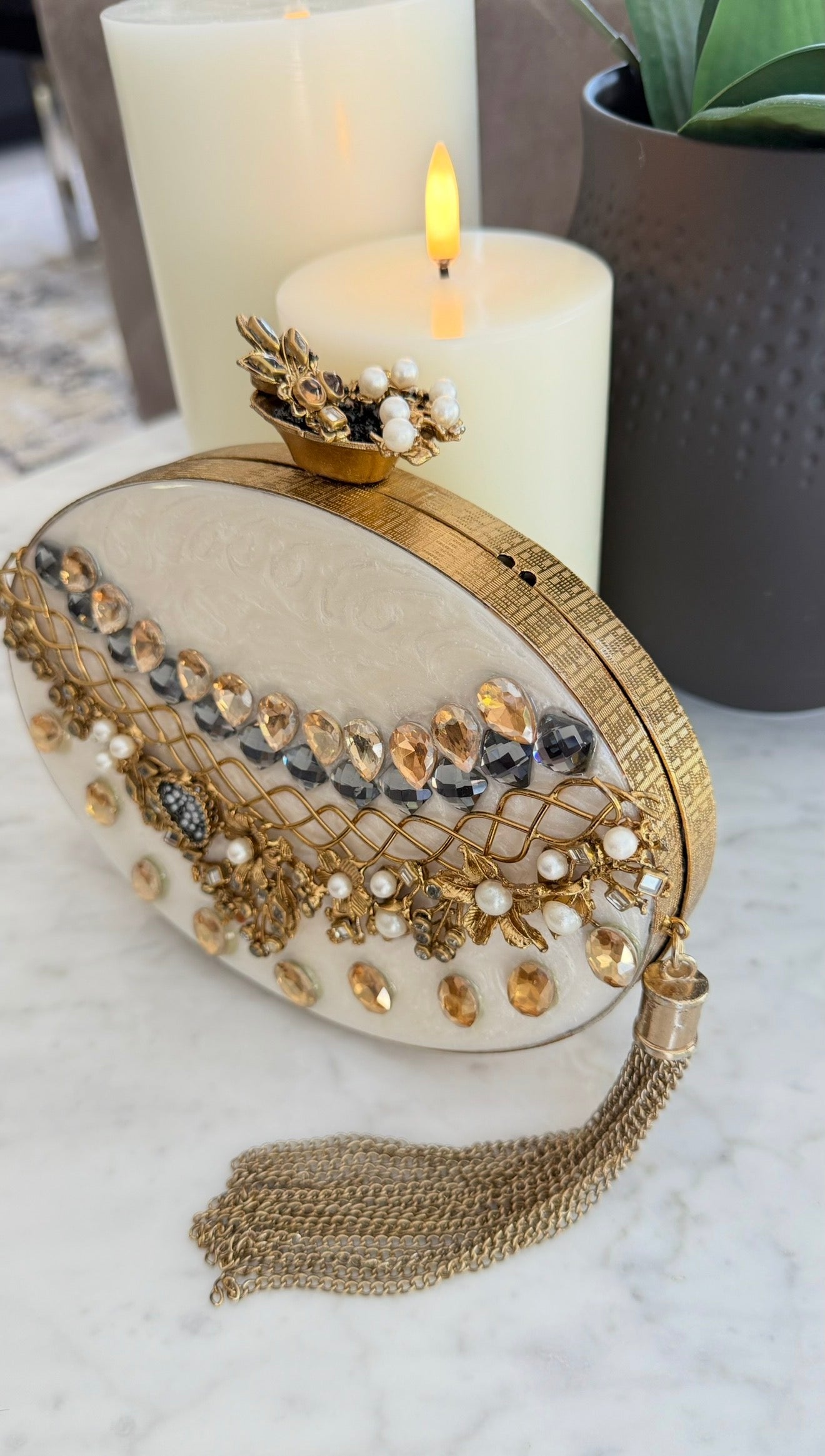 Gold Oval Clutch