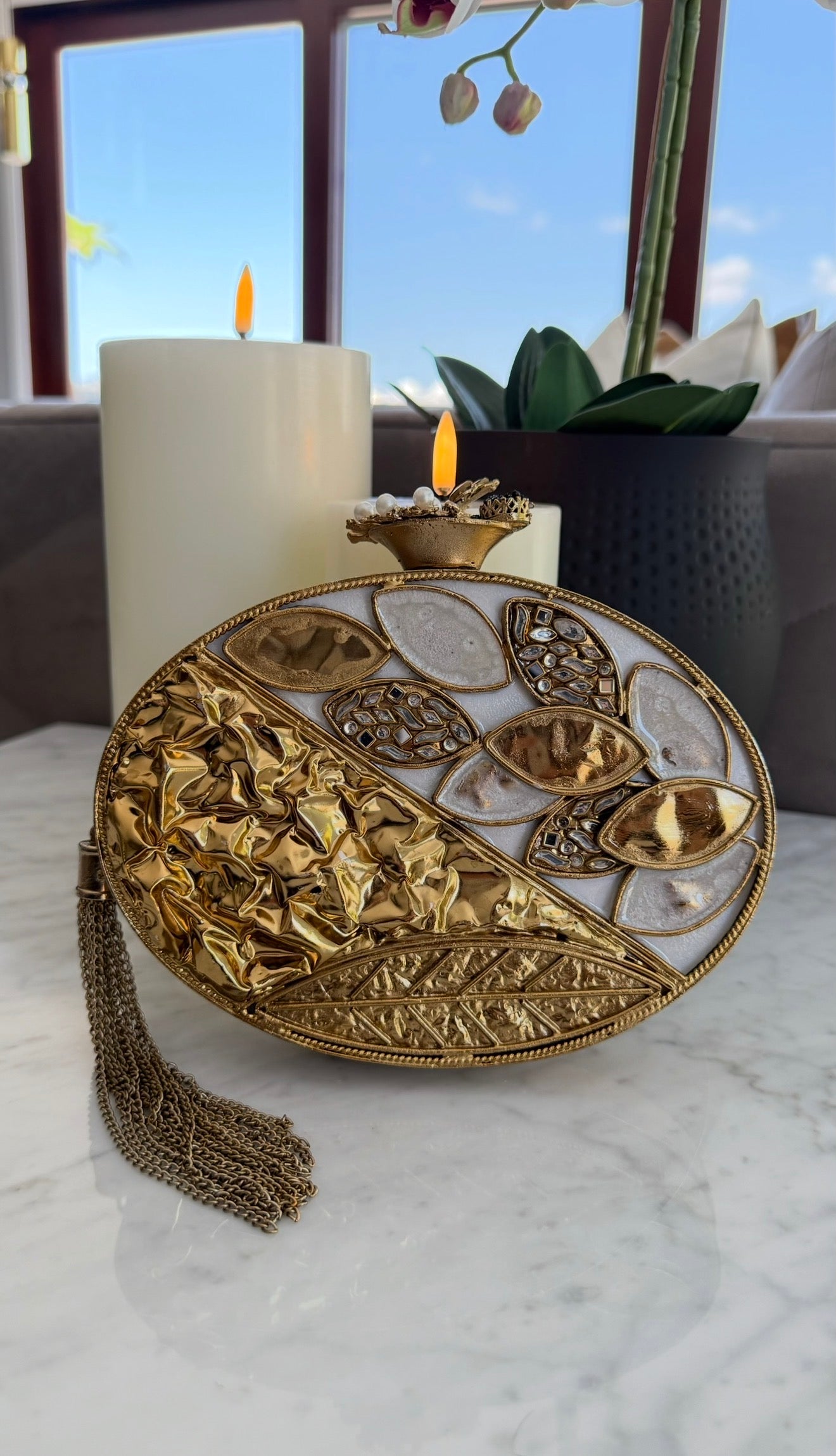 Gold Oval Clutch
