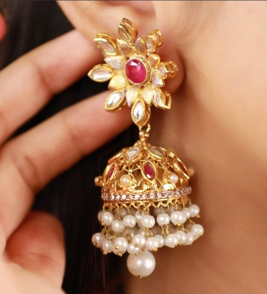 RUBY/GOLD Jhumkas