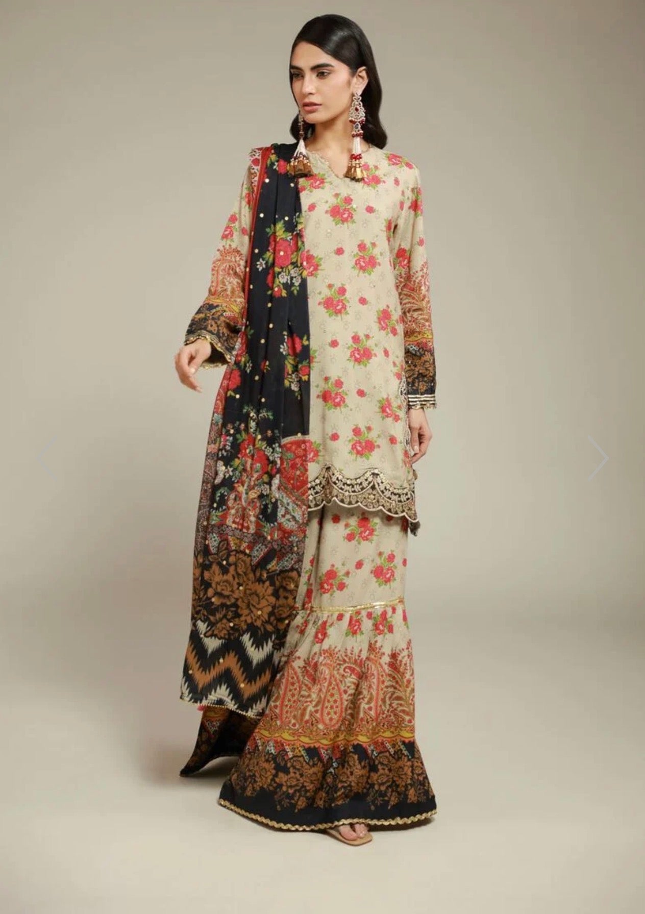 Cream Gharara