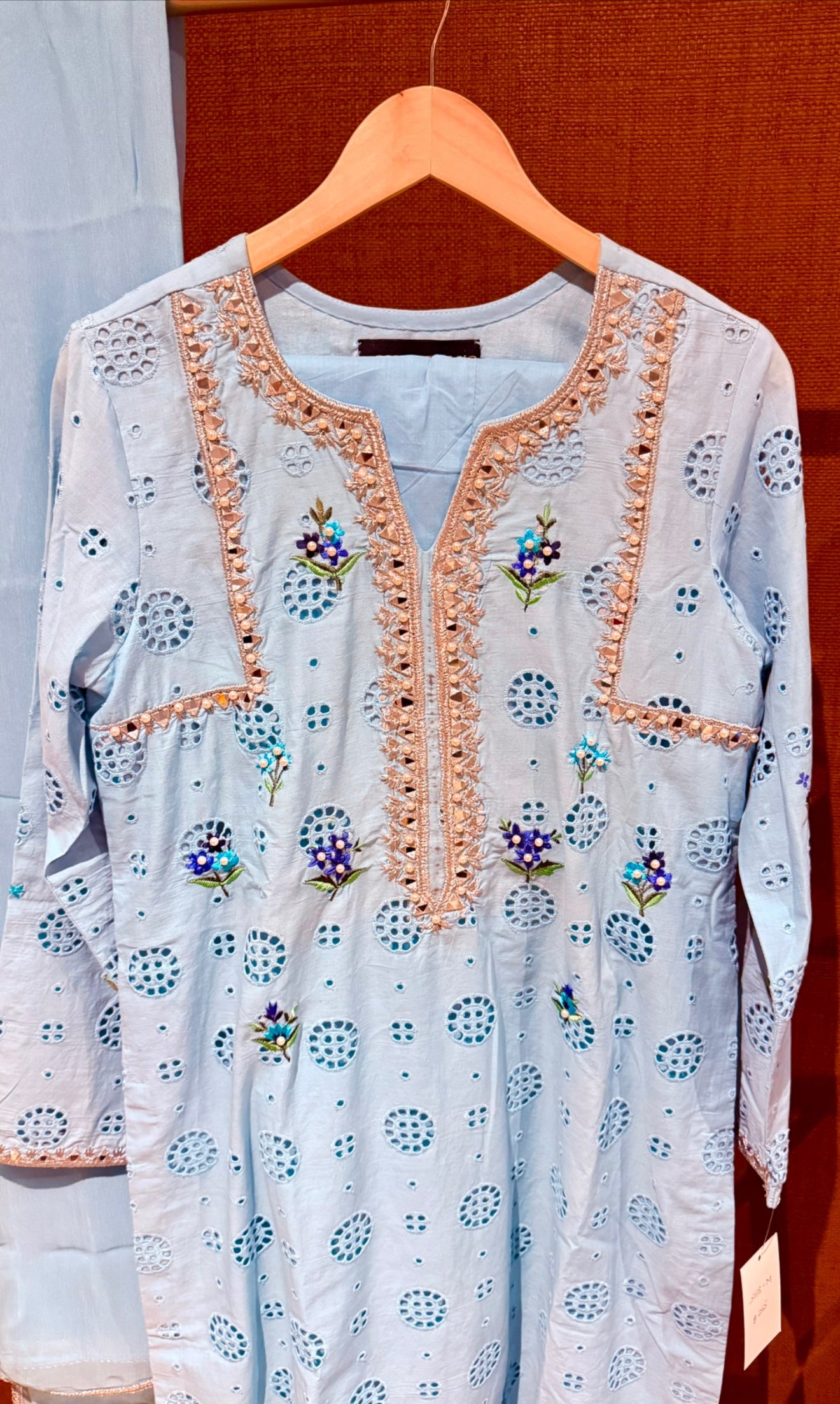 Turquoise Chikan Kari